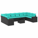 vidaXL 11-delni vrtni komplet sedežnih garnitur z blazinami črne barve poli ratan, (5000294446) | Shoptok.si