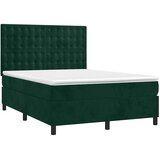  box spring s madracem LED tamnozeleni 140x200 cm baršun | shoptok.hr
