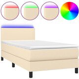 Maison Chic Box spring postelja - Vzmetna postelja z vzmetnico LED krem 80x200 cm blago SL8547, (21900423) | Shoptok.si