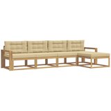 vidaXL Zunanja garnitura za sedenje 4 pcs Bela in bež Poliester, (5000280011) | Shoptok.si