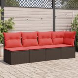  Vrtna sofa s jastucima za 4 osobe, smeđa, poliratan | shoptok.hr