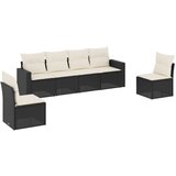 Maison Chic Seti vrtnega pohištva - Vrtna garnitura - Vrtni pohištvo set 6-delna z blazinami črna poli ratan, (21813426) | Shoptok.si