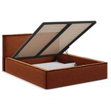 Makamii Tapecirani bračni krevet s prostorom za odlaganje s podnicom 140x200 cm boje terakote Anani – | shoptok.hr