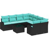vidaXL Vrtna sedežna garnitura 9 pcs Črna in turkizna 55 x 55 x 37 cm, (5000020155) | Shoptok.si