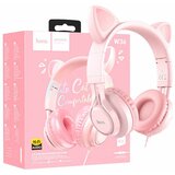 Hoco Slušalice sa mikrofonom, 3.5mm utikač, 1.2m kabel - W36 slušalice Mačje uši,Pink cene