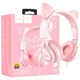 Slušalice sa mikrofonom, 3.5mm utikač, 1.2m kabel - W36 slušalice Mačje uši,Pink