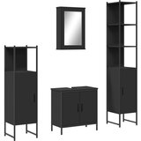  The Living Store Kopalniško pohištvo 4 kosi črne barve inženirski les - Komplet Kopalniškega Pohištva, (21499266) | Shoptok.si