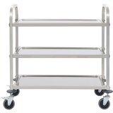 vidaXL Kuhinjski voziček 3-nadstropni 95x45x83,5 cm nerjaveče jeklo | Shoptok.si