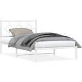  The Living Store Kovinski posteljni okvir z vzglavjem bel 107x203 cm - Posteljni Okvir, (21498845) | Shoptok.si