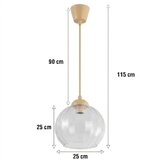 Brilagi LED luster na sajli RETRO GLASS 1xE27/60W/230V prečnik 25 cm bež/prozirno | Eponuda.com