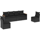  6-dijelni set vrtnih sofa s jastucima crni od poliratana Crna 61 x 62 x 69 cm | shoptok.hr