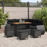 vidaXL 9 komadni vrtni sofa set s jastucima crni poli ratan akacija, 4 komadni vrtni blagovaonski set s jastucima crni poli ratan akacija Cijene