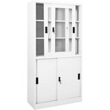 vidaXL Pisarniška omara z drsnimi vrati bela 90x40x180 cm | Shoptok.si