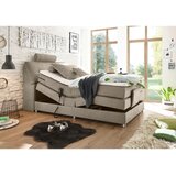 MID.YOU POSTELJA BOXSPRING 120 cm x 200 cm , tekstil, leseni material peščene barve | Shoptok.si