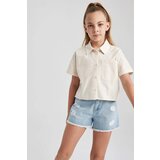 Defacto Girl Crop Linen Short Sleeve Shirt | shoptok.hr