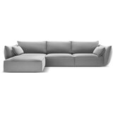 Mazzini Sofas Svetlo siva žametna kotna sedežna garnitura z ležalnikom (levi kot) Vanda – Cene