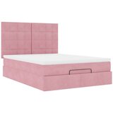  Otomanska postelja z vzmetnicami & LEDs roza 140x190cm žamet, (22054026) | Shoptok.si