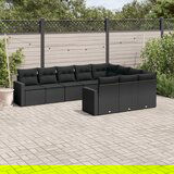  The Living Store Vrtna sedežna garnitura 10-delna z blazinami črn poli ratan - Vrtna Sedežna Garniture, (21479398) | Shoptok.si