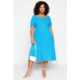 Trendyol Curve Plus Size Dress - Blue - A-line Cene