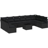 vidaXL set od 11 komada vrtnih sofa s jastucima bež poli ratan, dvosed vrtni kauč s jastucima crni poli ratan Cijene