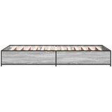 vidaXL Posteljni okvir siva sonoma 75x190 cm inženirski les in kovina, (21128311) | Shoptok.si