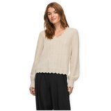 Vila Puloverji Zira V-Neck Knit - Super Light Natural Melange Bež Cene