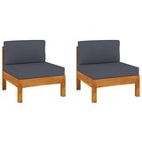 vidaXL Srednje sofe 2 kom s tamnosivim jastucima od bagremovog drva | shoptok.hr