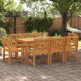  Vrtni set za objed 9 kom. 8-sjedala Smeđa Čvrsto drvo akacije 180 x 90 x 74 cm | shoptok.hr