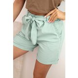Kesi Włoski Women's shorts with bow and frills dark mint | shoptok.hr