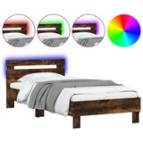 Okvir za krevet s uzglavljem i LED svjetlima boja hrasta Smeđa 90 x 200 cm | shoptok.hr