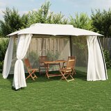 vidaXL Paviljon z dvojno streho, mrežnimi stenami krem 3,93x2,93 m | Shoptok.si