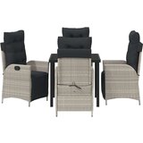 vidaXL 5 delni vrtni jedilni set svetlo sivi poli ratan | Shoptok.si