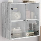 vidaXL Stenska omarica s steklenimi vrati siva sonoma 68x37x68,5 cm | Shoptok.si