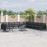 vidaXL Vrtna sedežna garnitura 11 pcs antracit siva Jeklo | Shoptok.si