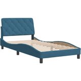  The Living Store Posteljni okvir z vzglavjem moder 100x200 cm žamet - Posteljni Okvir, (21490684) | Shoptok.si