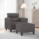 vidaXL fotelj s stolčkom za noge siv 60 cm umetno usnje | Shoptok.si