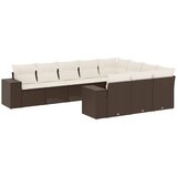  10-dijelni set vrtnih sofa od poliratana s jastucima smeđi | shoptok.hr