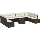 vidaXL 10-delni vrtnarski kavč z blazinami sivo poly rattan. | Shoptok.si