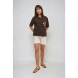 Marisse Brown T-Shirt With A Hat On The Pocket Cene