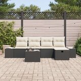 vidaXL 6-delni set zunanjih kavčev s blazinami Črn Poli ratan | Shoptok.si
