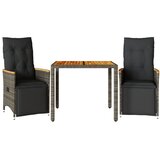  3-dijelni vrtni bistro set od poliratana s jastucima sivi | shoptok.hr