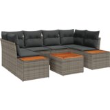 vidaXL 6-delni vrtni kavč set z blazinami siv poli ratan akacija | Shoptok.si