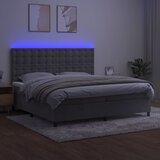 Krevet box spring s madracem LED svjetlosivi 200x200 cm baršun | Eponuda.ba