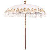 vidaXL Senčnik Krem 210-220 cm Bombažne tkanine & Les & Bambus | Shoptok.si