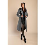 Fenzy Elegantan Kaput S Detaljima Od Umjetne Kože, Sivi | shoptok.hr