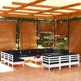 Vrtna sedežna garnitura 14-delna z blazinami bela borovina, (20760721) | Shoptok.si