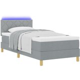 vidaXL Box Spring postelja z vzmetnico & LED Svetlo siva 90x200 cm Tkanina Cene