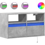 Maison Chic Stenska TV omarica - TV stojalo - Televizijska omarica z LED lučkami betonsko siva 80x31x45 cm, (21699479) Cene