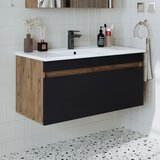 Hanah home kupatilski ormarić sa lavaboom 1913, 100 cm, atlantski bor / antracit | Eponuda.com