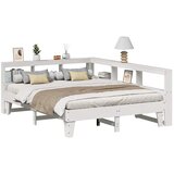 vidaXL Krevet s regalom z knjige bez madraca bijeli 140x200cm borovina | shoptok.hr